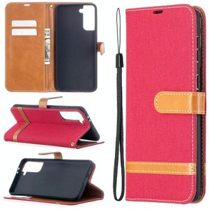 Voor Samsung Galaxy S30 Plus Kleur Bijpassende Denim Textuur Horizontale Flip Lederen case met Holder & Card Slots & Wallet & Lanyard(Red)