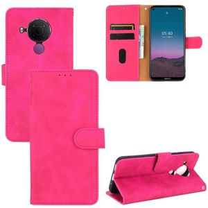 For Nokia 5.4 Solid Color Skin Feel Magnetic Buckle Horizontal Flip Calf Texture PU Leather Case with Holder & Card Slots & Wallet(Rose Red)