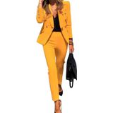 2 in 1 Solid Color Long Sleeve broekenpak voor dames (kleur: geel maat: S)