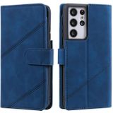 For Samsung Galaxy S21 Ultra 5GSkin Feel Business Horizontal Flip PU Leather Case with Holder & Multi-Card Slots & Wallet & Lanyard & Photo Frame(Blue)