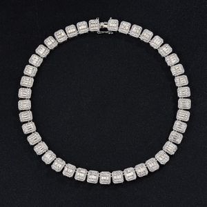 NL075H Street Hip Hop Square Rock Candy Necklace Armband  Grootte: 45cm (Silver)