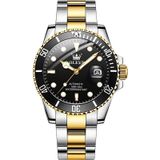 OLEVS 6650 heren lichtgevend waterdicht mechanisch horloge (zwart + goud)