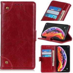 Copper Buckle Nappa Texture Horizontal Flip Leather Case for Galaxy A40  with Holder & Card Slots & Wallet (Wine Red)