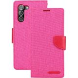 For Samsung Galaxy S21 5G GOOSPERY CANVAS DIARY Canvas Texture Horizontal Flip PU Leather Case with Holder & Card Slots & Wallet (Pink)