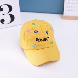 C0538 Color Embroidery Letters Children Baseball Cap Peaked Cap  Size: 50cm Adjustable(Yellow)