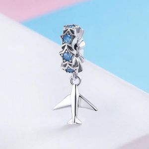 S925 Sterling Silver Pendant Airplane Star Beads DIY Jewelry Accessories
