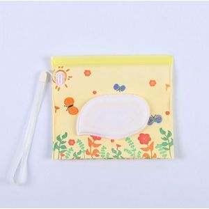 3 stks Baby Eva Nat Wipes Bag Flip Verwijderbare Papier Handdoek Cosmetische Katoenen Tas (Gele Vlinder)