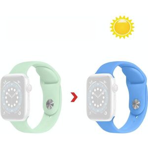 Discoloration in Sun Silicone Replacement Watchband For Apple Watch Series 7 & 6 & SE & 5 & 4 44mm  / 3 & 2 & 1 42mm(Mint Green Change Sky Blue)