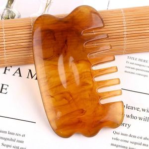 10 PCS Resin Scraping Sheet Massage Facial Tendon Stick Beauty Salon Shave Board Acupuncture Pen  Color Classification: Amber Meridiary Comb