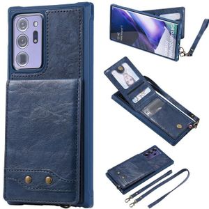 Vertical Flip Wallet Shockproof Back Cover Protective Case with Holder & Card Slots & Lanyard & Photos Frames For Samsung Galaxy Note20 Ultra(Blue)