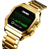 SKMEI 1650 Steel Strap Version LED Digital Display Electronic Watch with Touch Luminous Button(Gold)