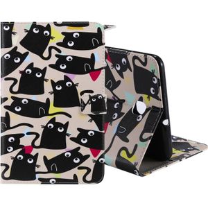For Galaxy Tab A 8.0 (2018) T387 Colored Drawing Pattern Horizontal Flip PU Leather Case with Holder & Card Slots & Wallet(Little Cat)