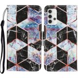 For Samsung Galaxy A32 5G Coloured Drawing Pattern Horizontal Flip PU Leather Case with Holder & Card Slots & Wallet & Lanyard(Black Marble)