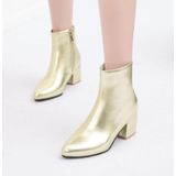 Autumn  Winter Glitter Square Heel Pointed Low-Top Women Boots  Size:34(Gold)