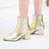 Autumn  Winter Glitter Square Heel Pointed Low-Top Women Boots  Size:34(Gold)