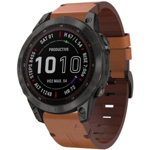 Voor Garmin Instinct 2 Solar lederen horlogeband met stalen gesp