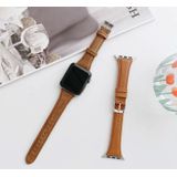 Small Pretty Waist Double-sided Leather Replacement Watchbands For Apple Watch Series 6 & SE & 5 & 4 40mm / 3 & 2 & 1 38mm(Brown)