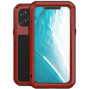 LOVE MEI Metal Shockproof Waterproof Dustproof Protective Case For iPhone 12 Pro Max(Red)