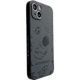 Voor iPhone 14 Pro Astronaut patroon siliconen telefoonhoes met rechte rand (Flying Astronaut-Black)