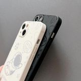Voor iPhone 14 Pro Astronaut patroon siliconen telefoonhoes met rechte rand (Flying Astronaut-Black)