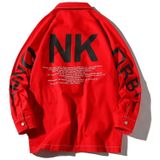 Letters Print Long Sleeve Coat Casual Jacket for Men (Color:Red Size:XXXL)