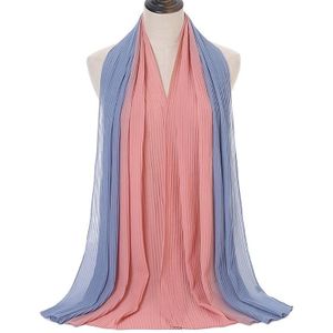 Color-Blocking Crumpled Long Print Gradient Color All Seasons Universal Sunscreen Scarf  Size: 180 x 70cm(5 Blue Pink)