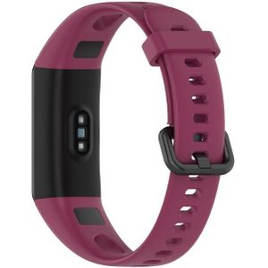 For Huawei Honor Band 5i / Band 4 Metal Buckle Silicone Strap  Size: Free Size(Rose Wood)