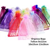 100 PCS Organza Gift Bags Jewelry Packaging Bag Wedding Party Decoration  Size: 7x9cm(D18 Light Green)