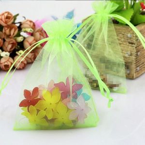 100 PCS Organza Gift Bags Jewelry Packaging Bag Wedding Party Decoration  Size: 7x9cm(D18 Light Green)