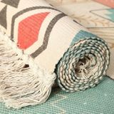 Cotton Hand-woven Bedside Carpet Home Long Fringed Anti-slip Mat  Size:60×150 cm(Leaf Years)