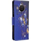 For Nokia X10 / X20 Colored Drawing Pattern Horizontal Flip Leather Case with Holder & Card Slots & Wallet(Purple Butterfly)