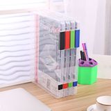 2 PCS A4 Size Transparent Storage Box Clear Plastic Document Paper Filling File Case Portable Ducoment Storage Holder(Blue)