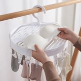 Sock Clip Round Drying Rack Folding Plastic Long Clothespin(White)