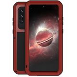 For Samsung Galaxy A72 5G / 4G LOVE MEI Metal Shockproof Waterproof Dustproof Protective Case with Glass(Red)