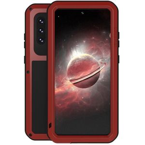 For Samsung Galaxy A72 5G / 4G LOVE MEI Metal Shockproof Waterproof Dustproof Protective Case with Glass(Red)