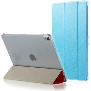 Silk Texture Horizontal Flip  Magnetic PU Leather Case for iPad Pro 12.9 inch (2018)  with Three-folding Holder & Sleep / Wake-up Function(Blue)