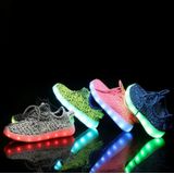 Laag uitgesneden LED kleurrijke fluorescerende USB opladen Lace-Up lichtgevende schoenen voor kinderen  grootte: 37 (zwart)