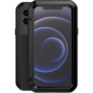 LOVE MEI Metal Shockproof Waterproof Dustproof Protective Case For iPhone 12 mini(Black)