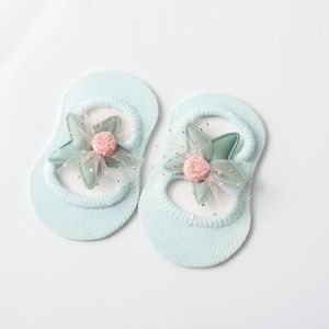 2 Pairs Baby Floor Socks Hollow Flower Spot Glue Non-Slip Children Socks  Toyan Socks: S 0-1 Years Old(Light Blue)