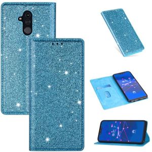 For Huawei Mate 20 Lite Ultrathin Glitter Magnetic Horizontal Flip Leather Case with Holder & Card Slots(Sky Blue)