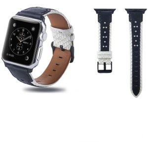 Square Hole Top-grain Leather Wrist Watch Band for Apple Watch Series 4 & 3 & 2 & 1 42&44mm