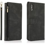 Skin-feel Crazy Horse Texture Zipper Wallet Bag Horizontal Flip Leather Case with Holder & Card Slots & Wallet & Lanyard For iPhone XS Max(Black)