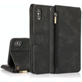 Skin-feel Crazy Horse Texture Zipper Wallet Bag Horizontal Flip Leather Case with Holder & Card Slots & Wallet & Lanyard For iPhone XS Max(Black)