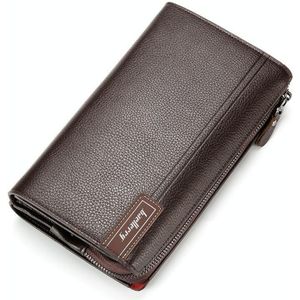 Baellerry Men PU Leather Clutch Business Casual  Lychee Pattern Zipper Wallet(Brown)