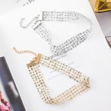 Ladies Simple Temperament Joy Super Flash Mesh Sequins Necklace Clavicle Chain(Silver)