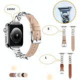 Voor Apple Watch 9 45 mm ketting lederen horlogeband  maat: L