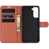 For Samsung Galaxy S21+ 5G Litchi Texture Horizontal Flip Protective Case with Holder & Card Slots & Wallet(Brown)