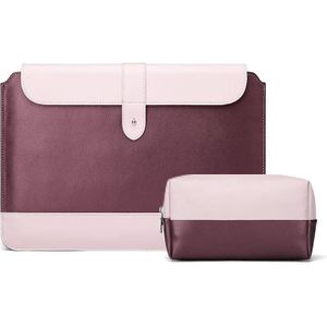 Horizontal Microfiber Color Matching Notebook Liner Bag  Style: Liner Bag+Power Bag (Wine Red)  Applicable Model: 11  -12 Inch
