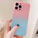 Voor iPhone 11 Pro Max Frameloze Skin Feel Gradient Phone Case(Roze + Lichtblauw)