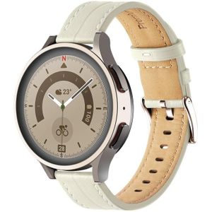 Voor Coros Pace 2/Coros Apex 42 mm universele gegroefde lederen horlogeband (beige wit)